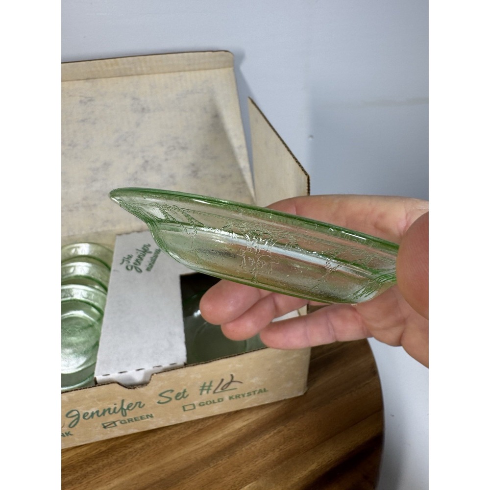 VTG Mosser Glass Miniatures depression, Jennifer #12 - Green Bowl Set - Picture 6 of 7